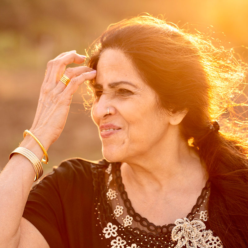 A mature woman outdoors